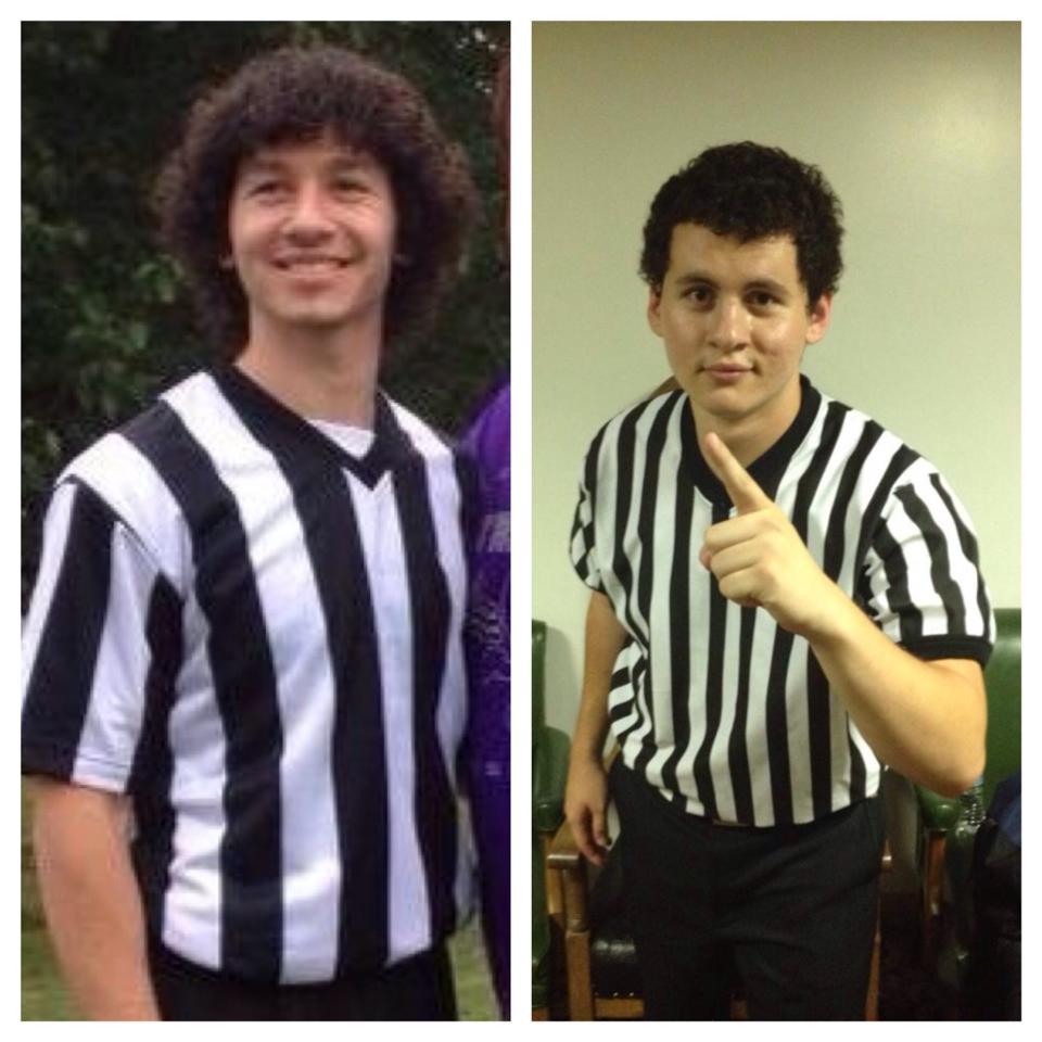 Referee Blaise Jugan (l) refereed one match in recent years, while Adam Jugan has been more active since dawning the black and white stripes. The Jugan brothers are probably the only deaf referee brothers anywhere. Photo courtesy of Matthew Calamare.